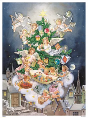 11745 Advent Calendar with Glitter " Angels decorating the Christmas Tree" From Heaven High