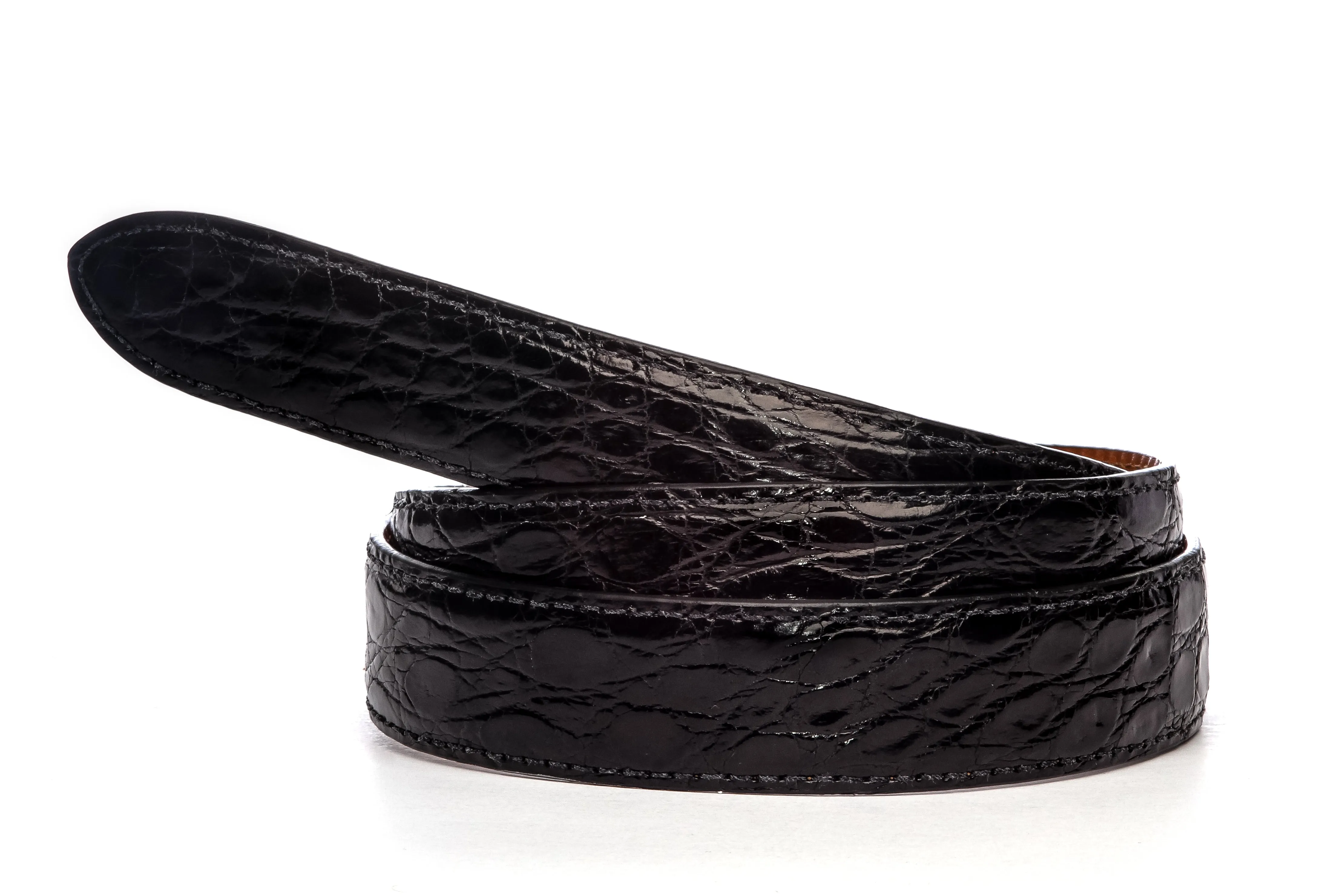 1.25" Black Crocodile Strap