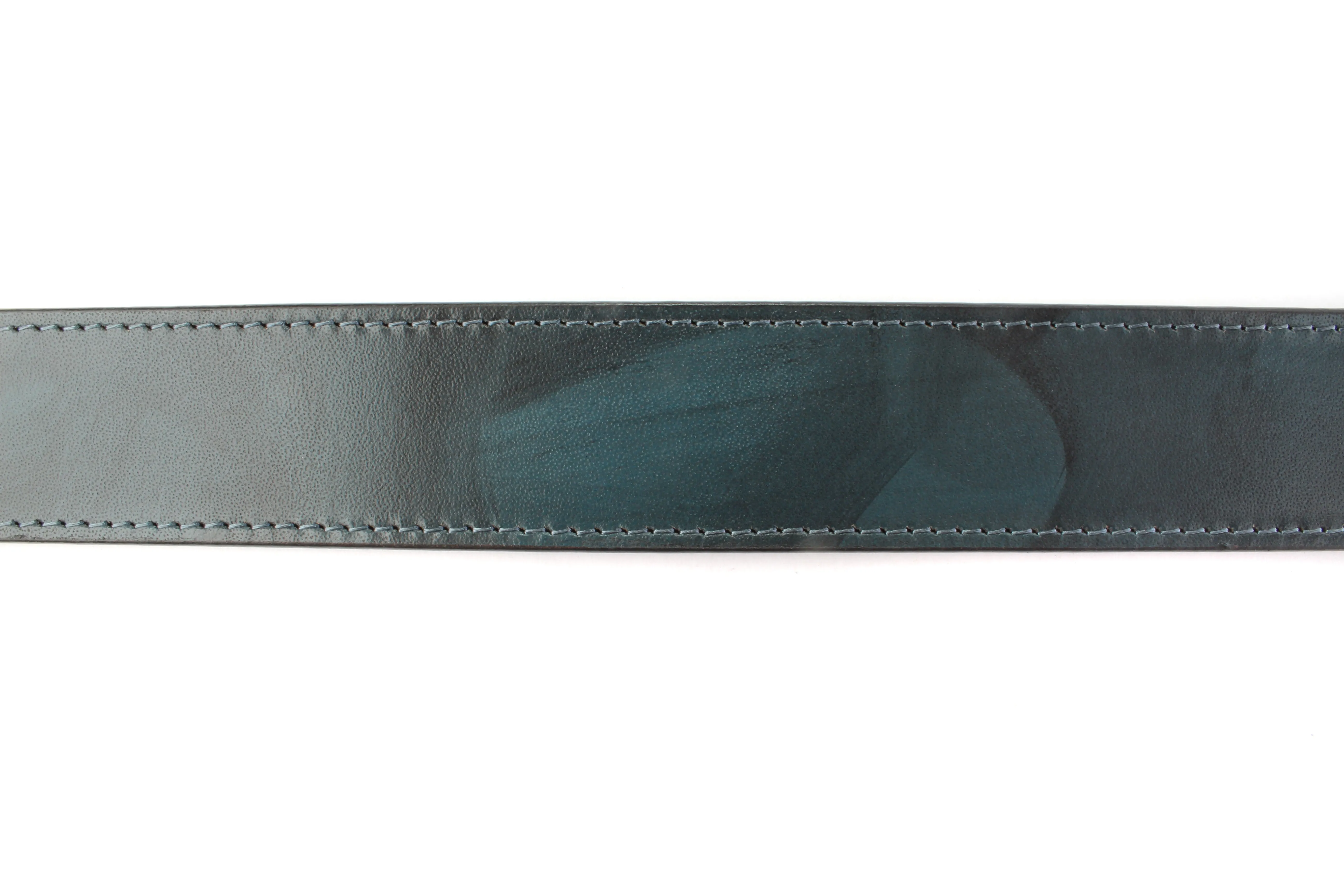 1.25" Blackened Blue Marbled Buffalo Leather Strap