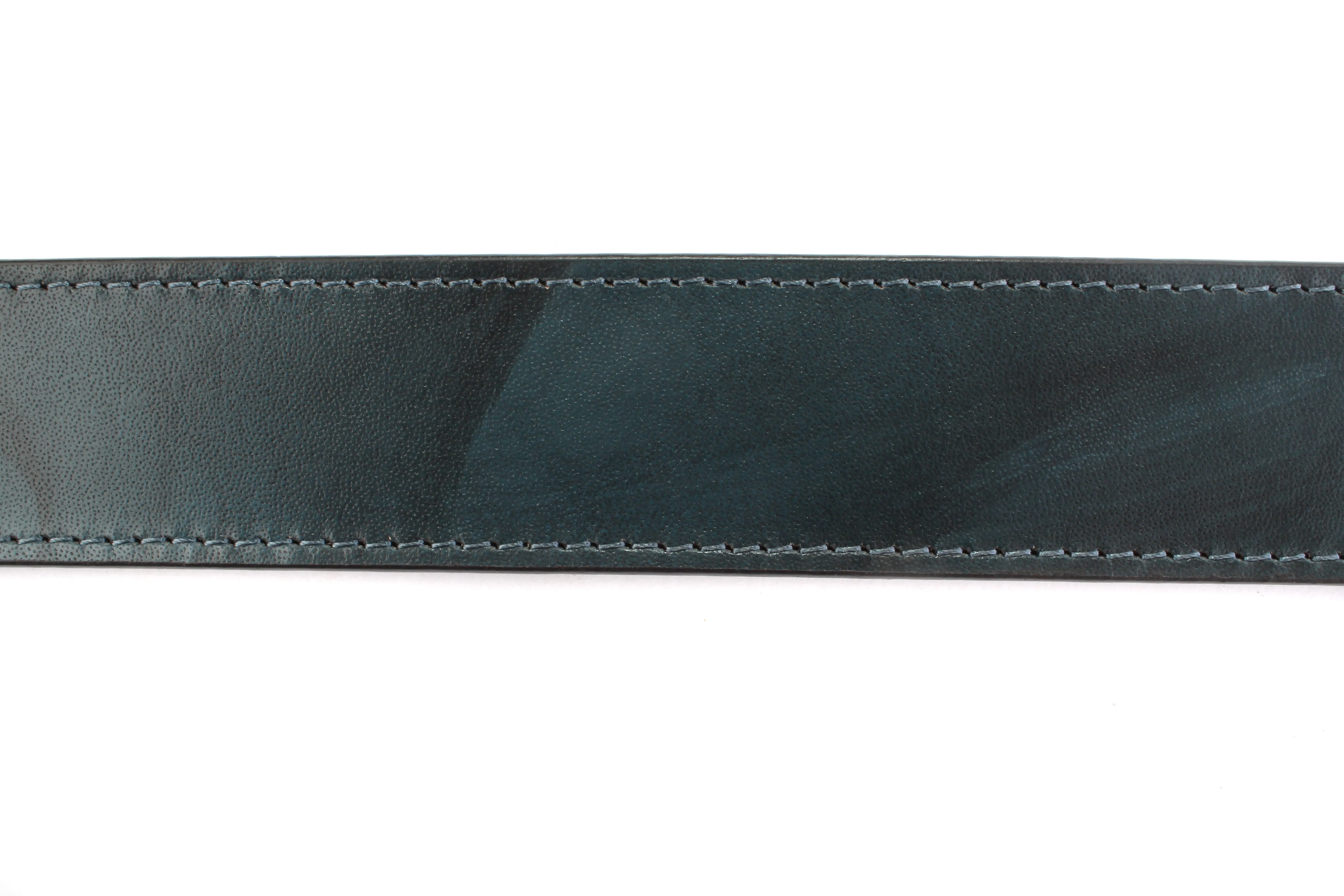 1.25" Blackened Blue Marbled Buffalo Leather Strap
