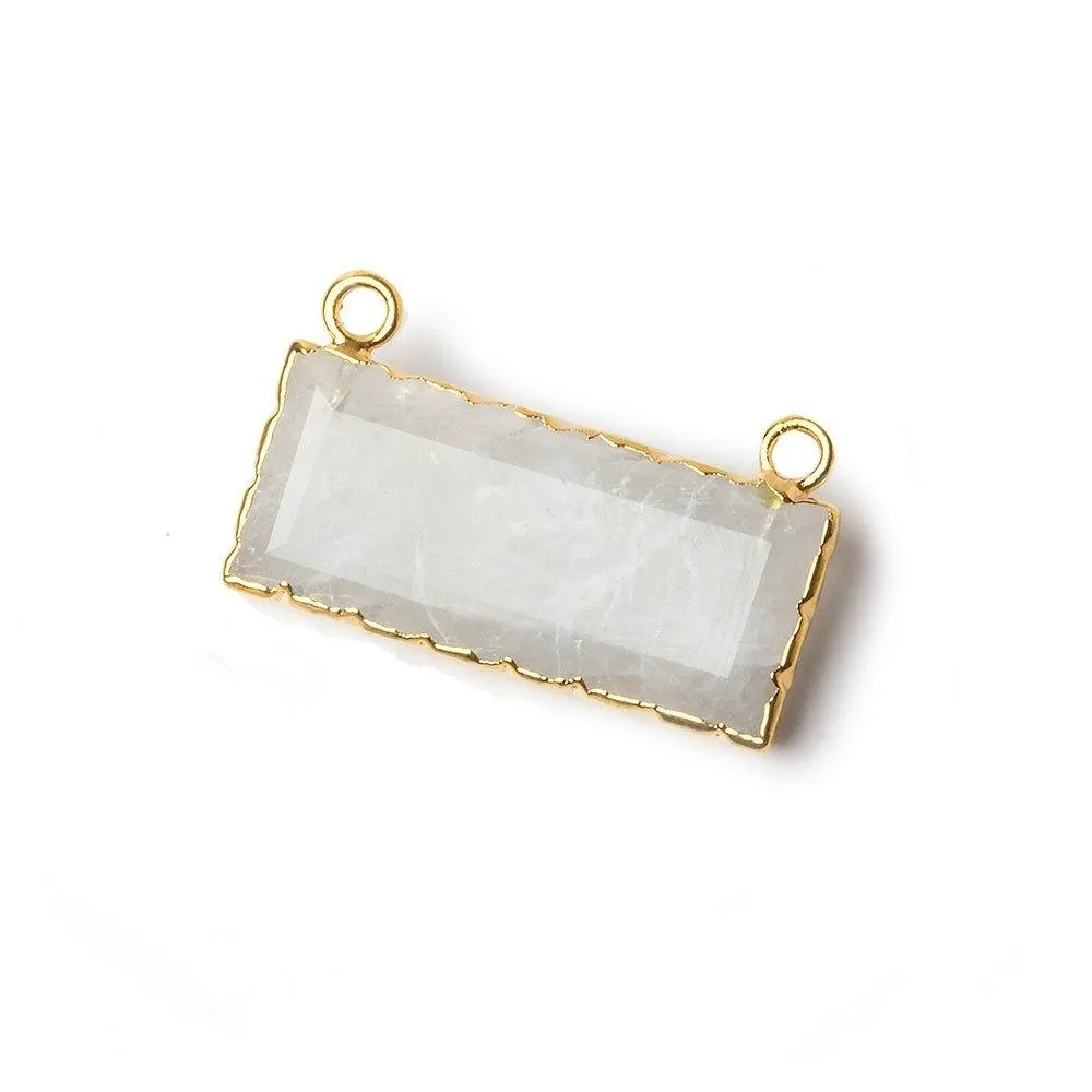 12x26mm Gold Leafed Rainbow Moonstone East West Bar Connector 1 piece