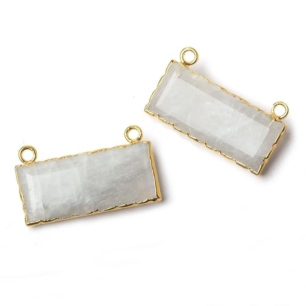 12x26mm Gold Leafed Rainbow Moonstone East West Bar Connector 1 piece