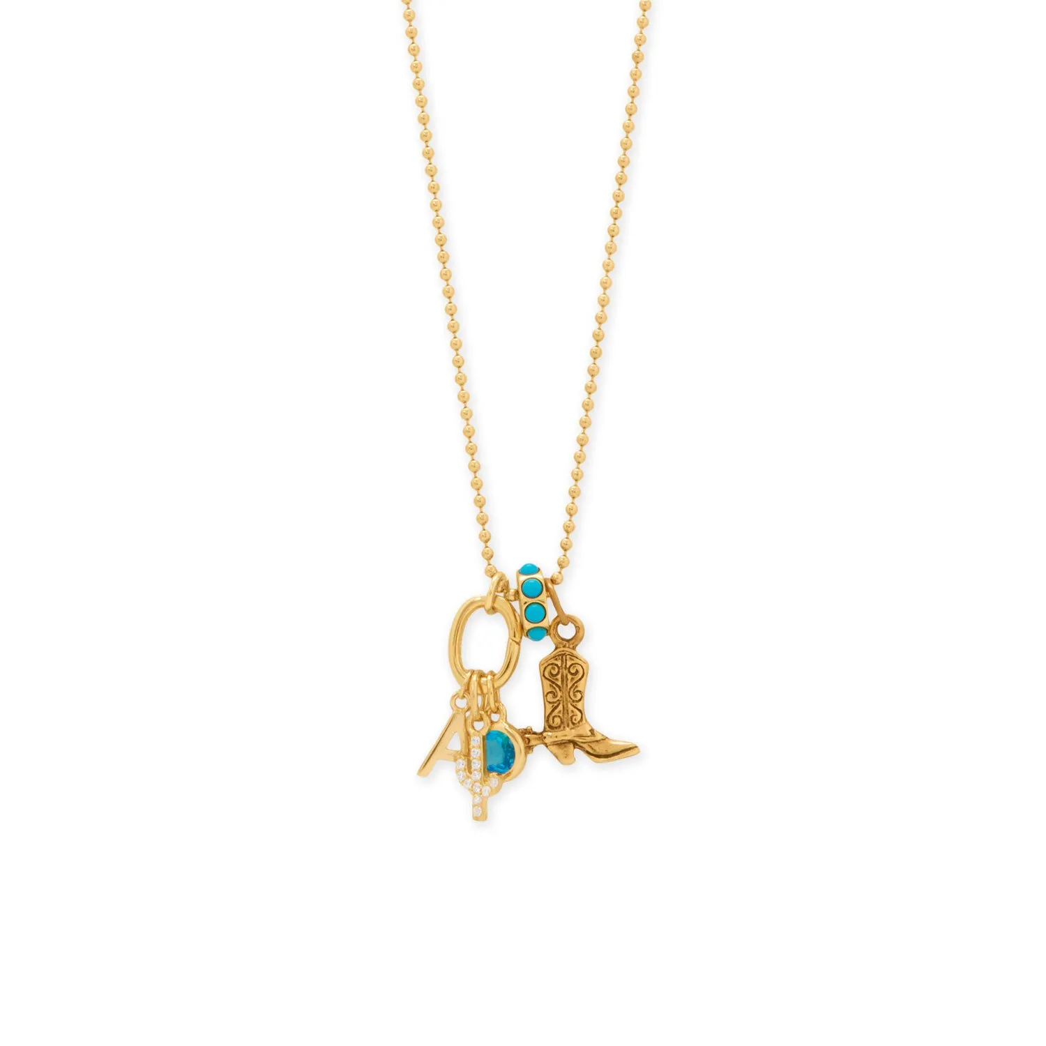 14 Karat Gold Plated Round CZ Birthstone Charms (January-December)