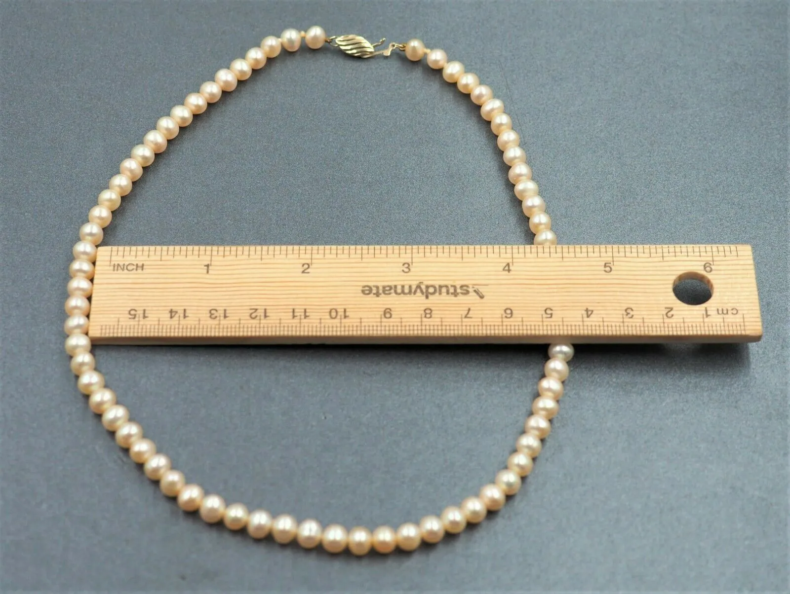 14ct Yellow Gold Pink Freshwater Cultured Pearl Necklace
