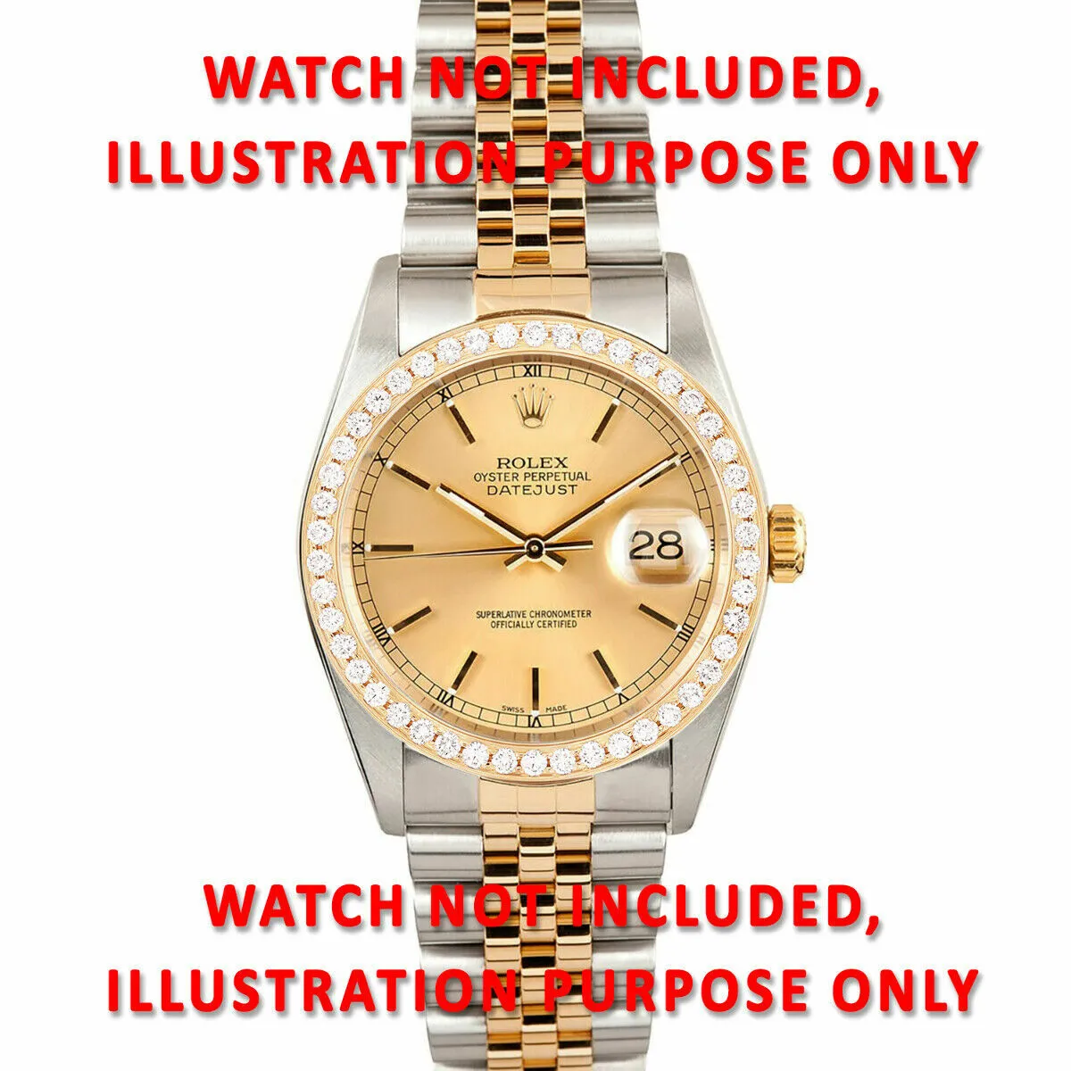 1.50CT BEAD SET DIAMOND BEZEL 18KY FOR ROLEX DATEJUST, PRESIDENT DAY DATE SUPERI