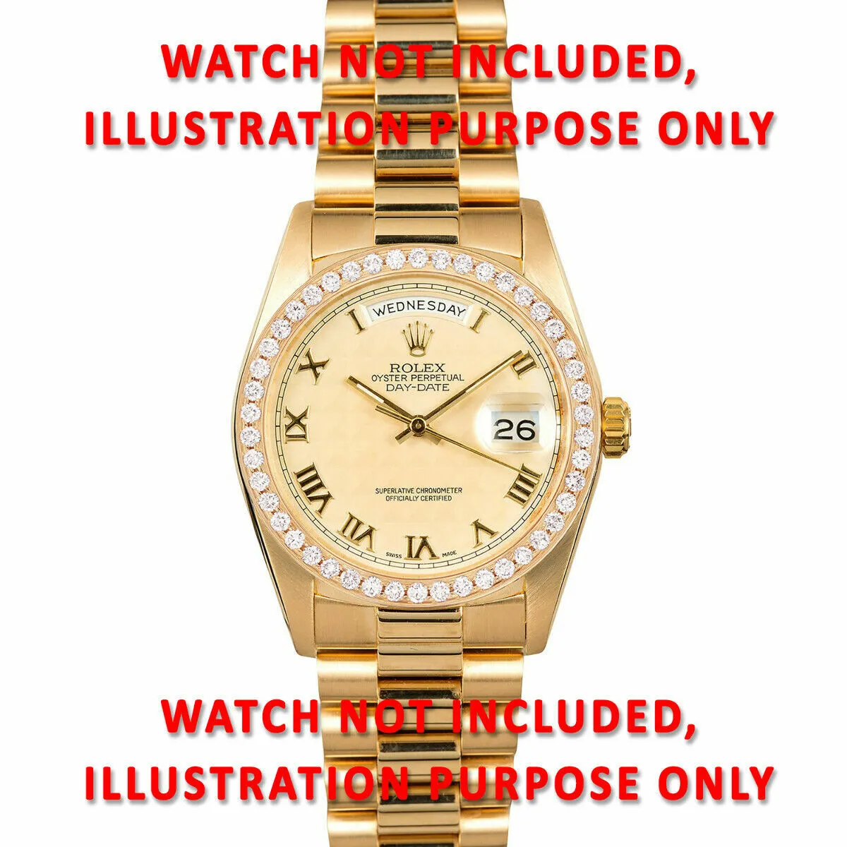 1.50CT BEAD SET DIAMOND BEZEL 18KY FOR ROLEX DATEJUST, PRESIDENT DAY DATE SUPERI