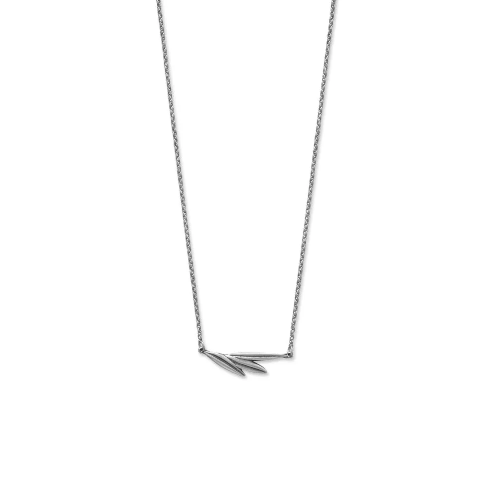 17"   2" Oxidized Rosemary Sprig Necklace