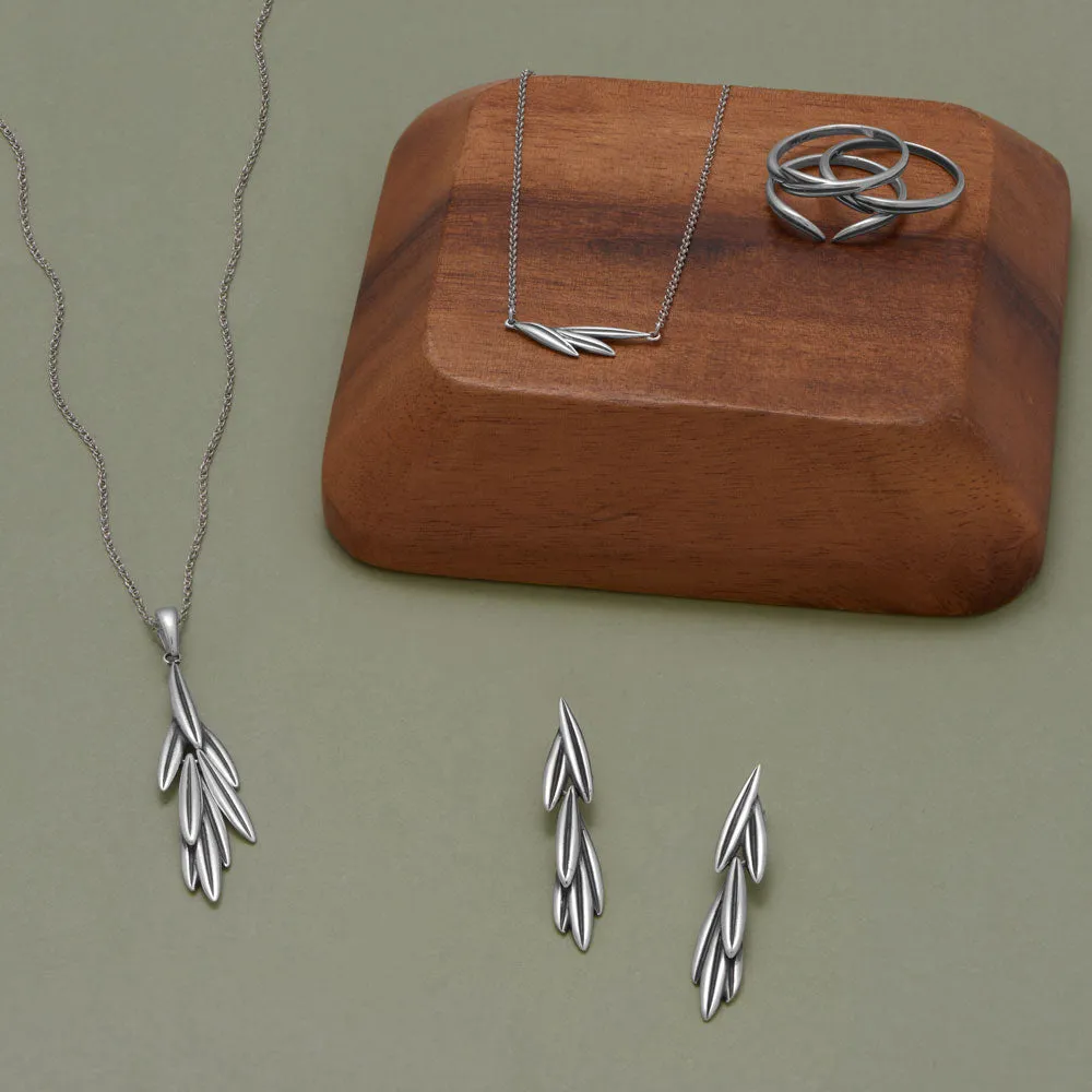 17"   2" Oxidized Rosemary Sprig Necklace