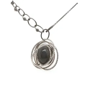 18ct White Gold Moonstone and Diamond Set Orbital Pendant