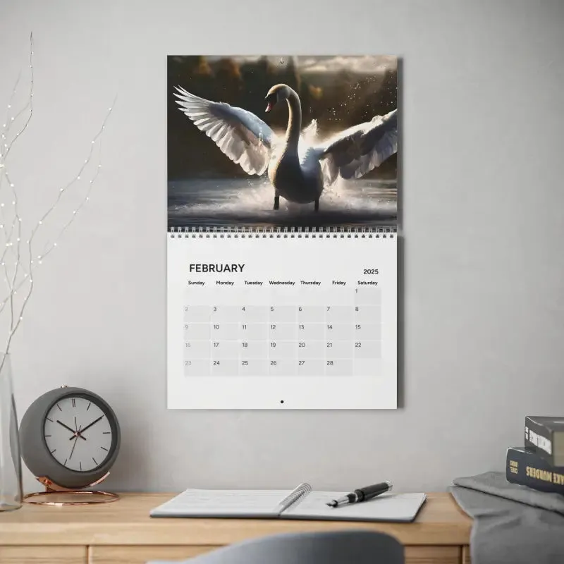 2025 Chic Wall Calendars with Birds Splashing