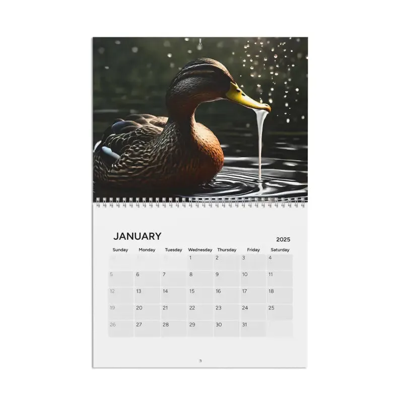 2025 Chic Wall Calendars with Birds Splashing