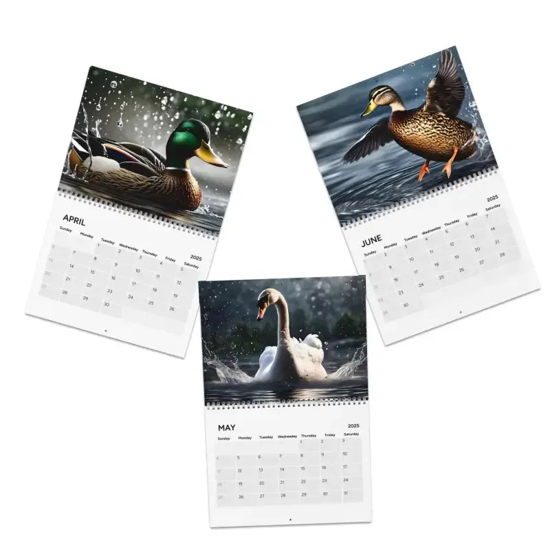2025 Chic Wall Calendars with Birds Splashing
