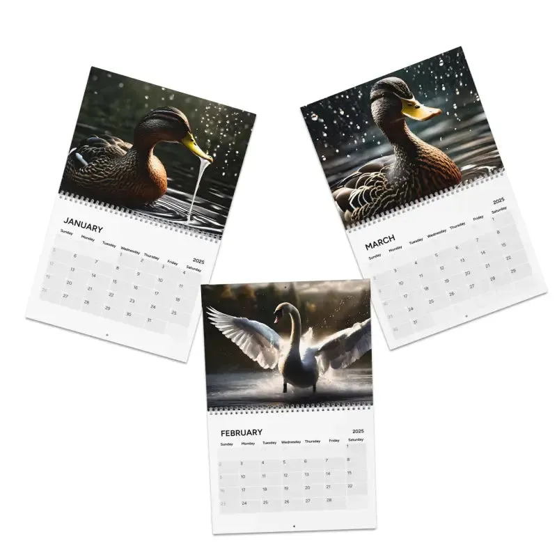 2025 Chic Wall Calendars with Birds Splashing