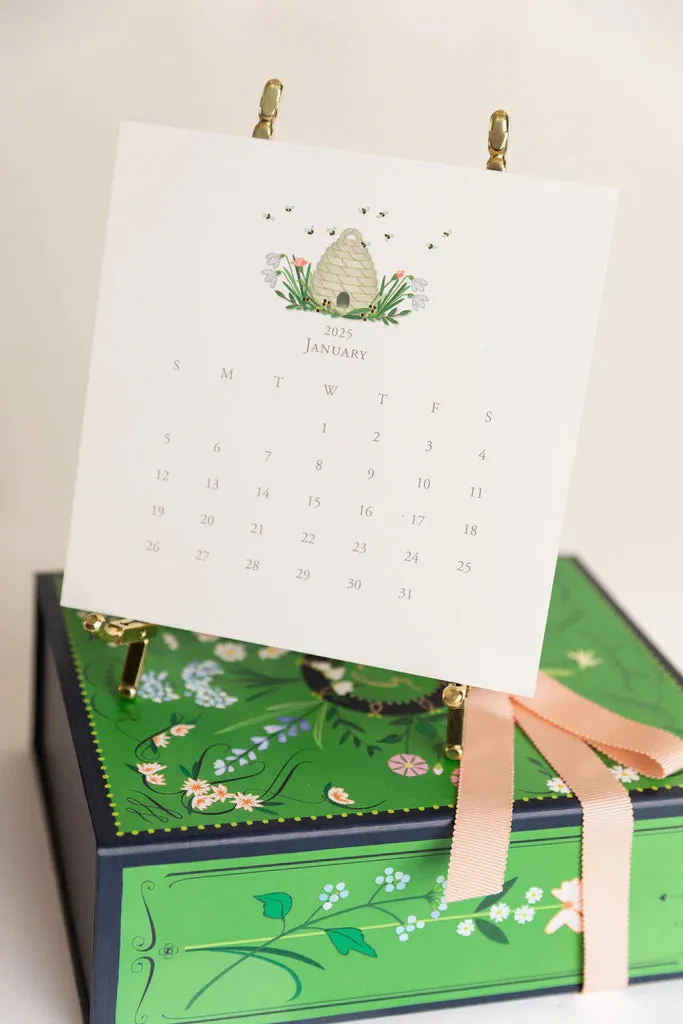 2025 Karen Adams Desk Calendar in Silver