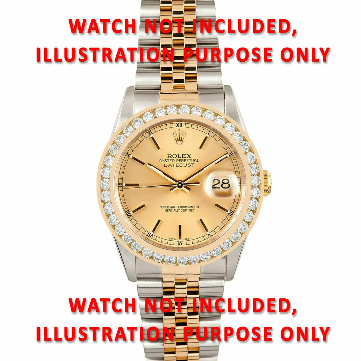 3CT CHANNEL DIAMOND BEZEL 14KY FOR ROLEX YACHTMASTER, THUNDERBIRD, TURN O GRAPH