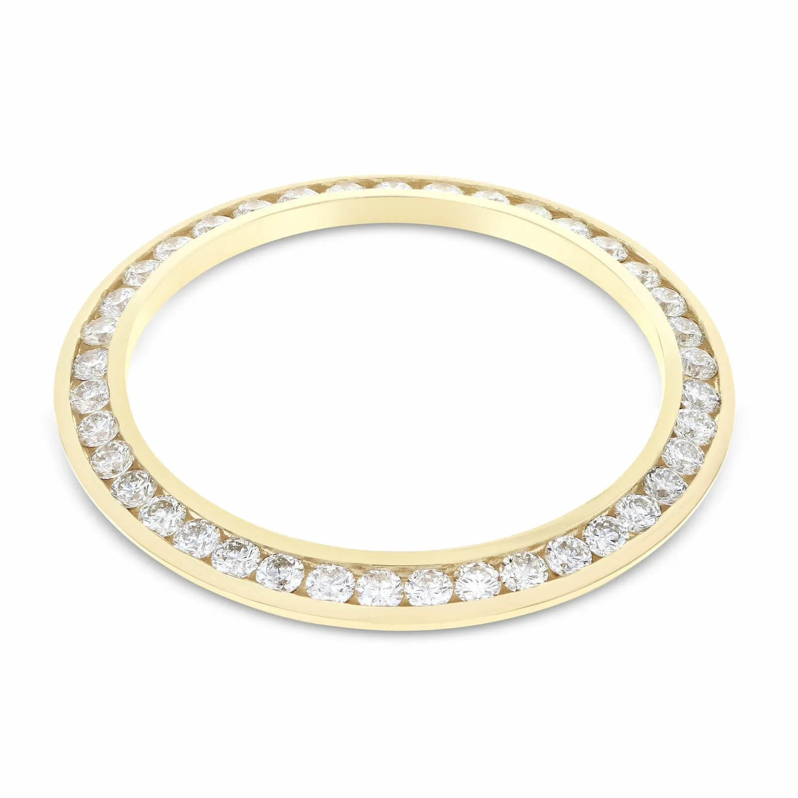 3CT CHANNEL DIAMOND BEZEL 14KY FOR ROLEX YACHTMASTER, THUNDERBIRD, TURN O GRAPH
