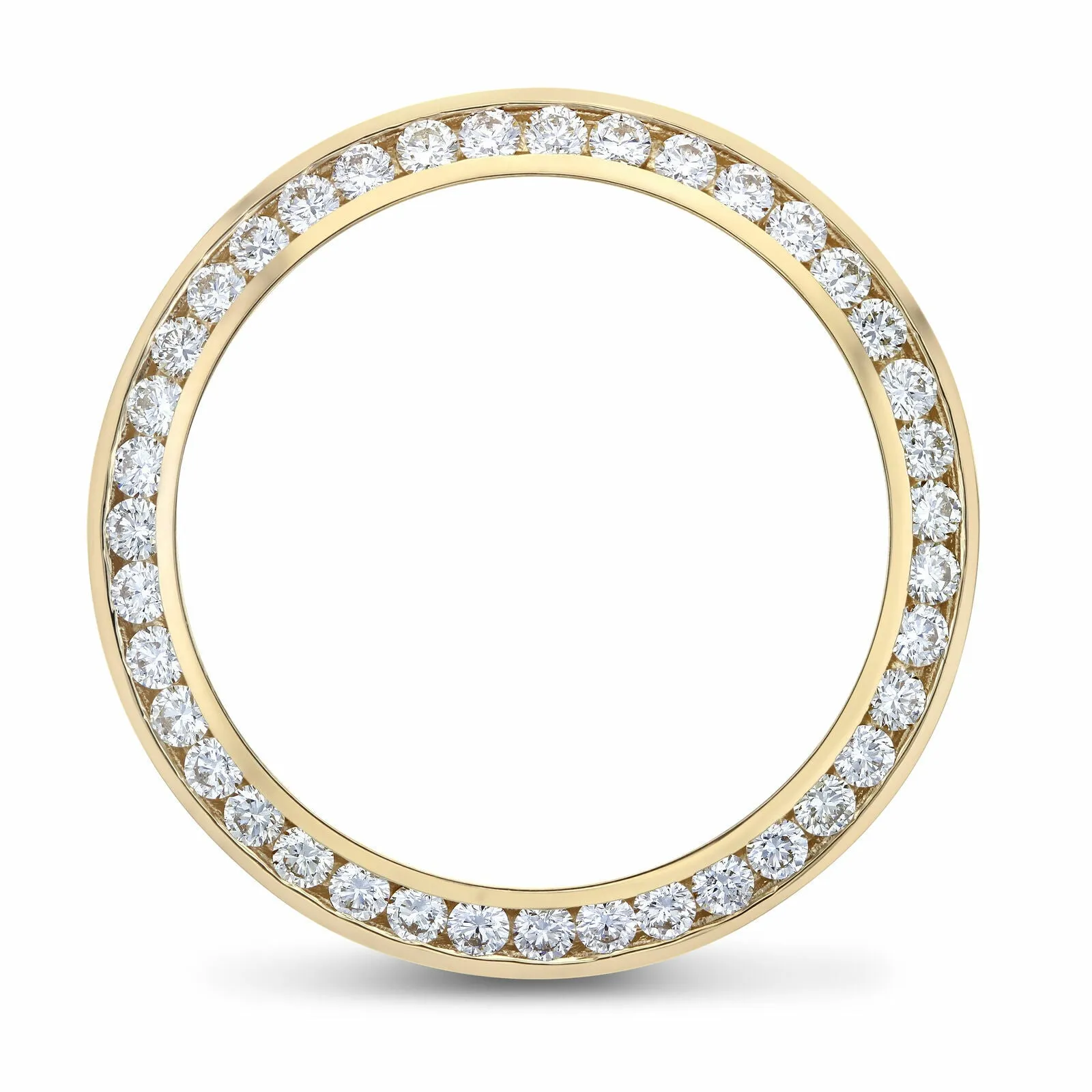 3CT CHANNEL DIAMOND BEZEL 14KY FOR ROLEX YACHTMASTER, THUNDERBIRD, TURN O GRAPH