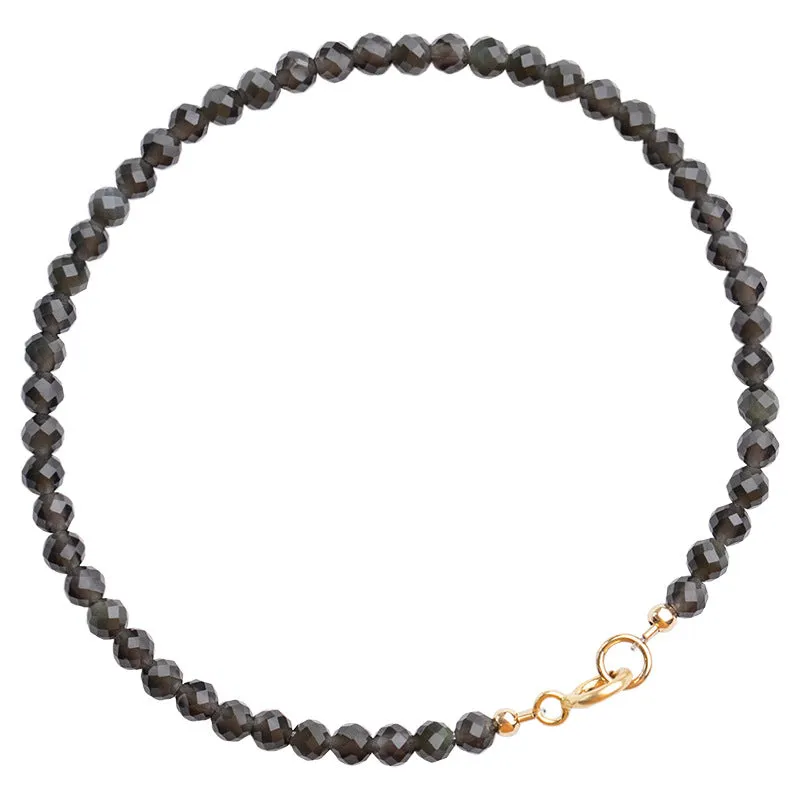 3mm Ultrafine Obsidian Bead Bracelet With Colored Eyes