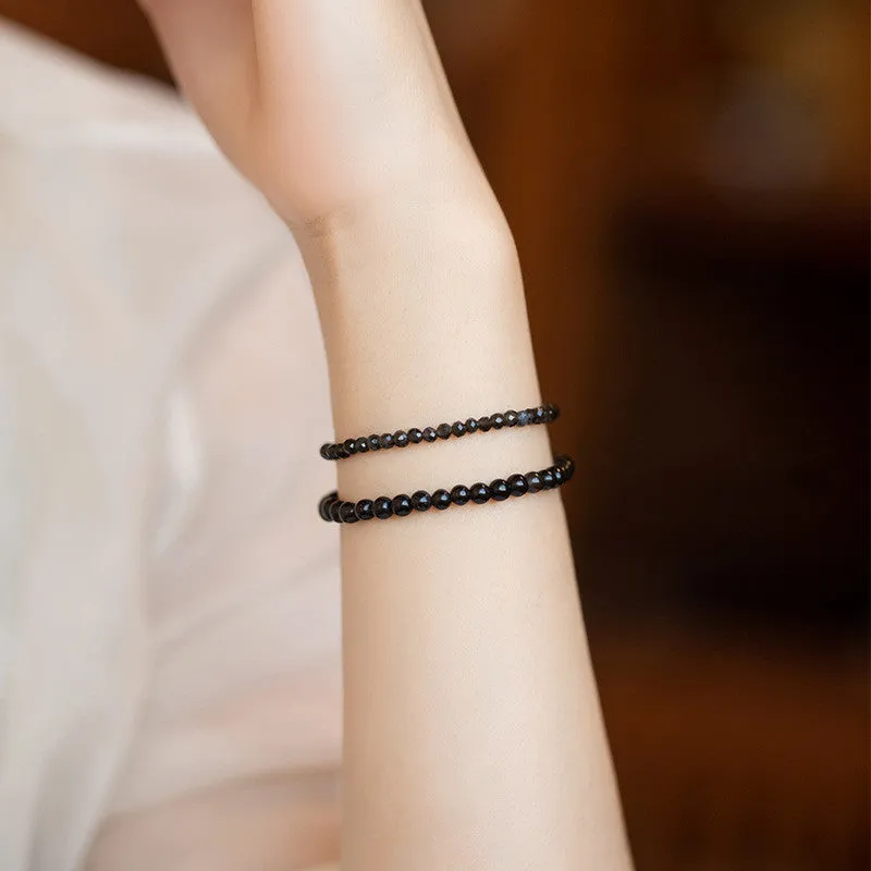 3mm Ultrafine Obsidian Bead Bracelet With Colored Eyes