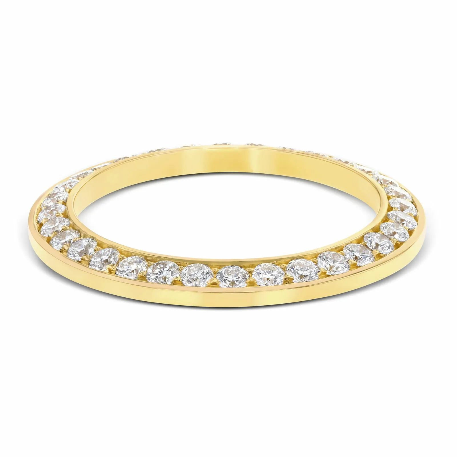 4CT PAVE BEAD SET DIAMOND BEZEL 14K YELLOW FOR ROLEX DATEJUST, PRESIDENT WATCH