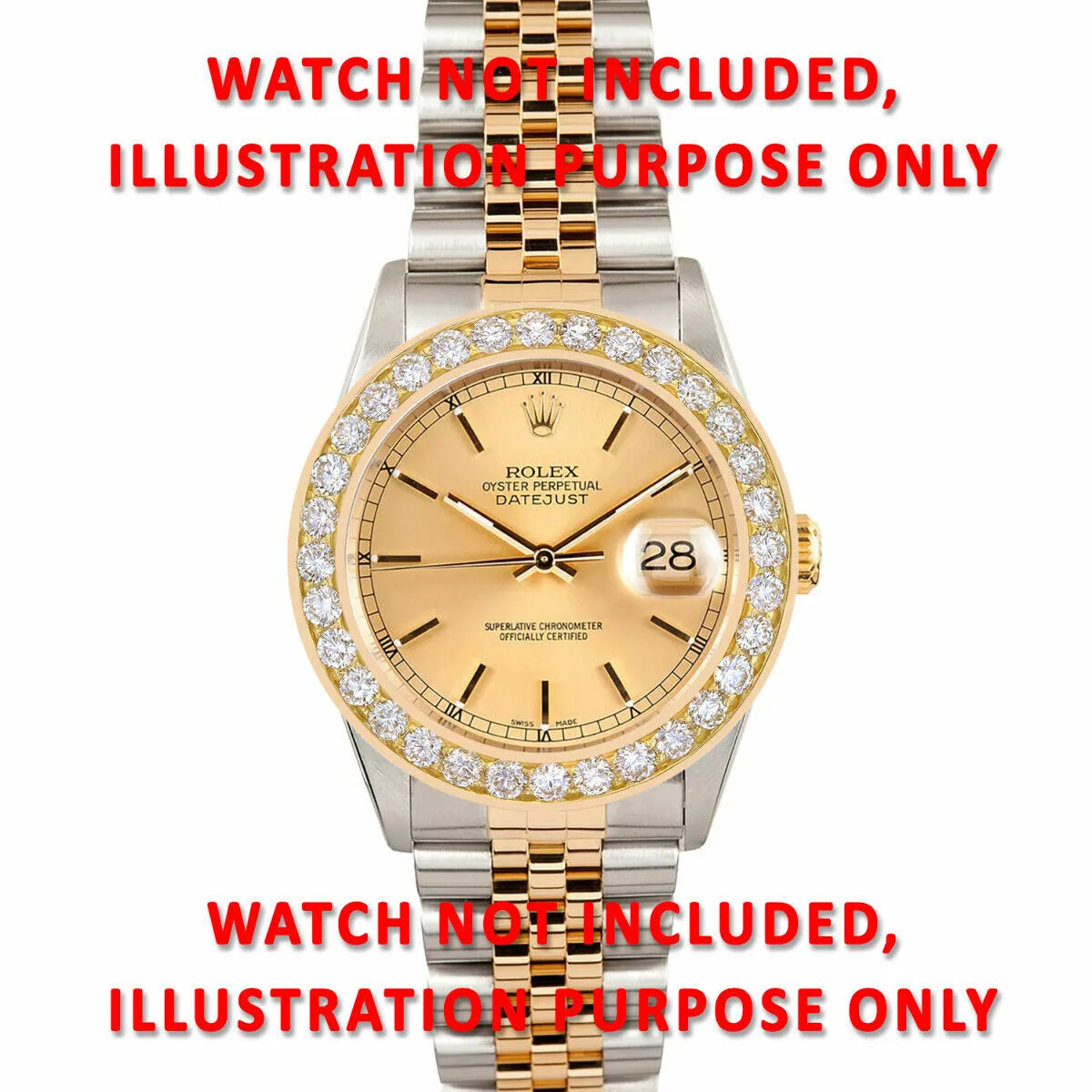 4CT PAVE BEAD SET DIAMOND BEZEL 14K YELLOW FOR ROLEX DATEJUST, PRESIDENT WATCH