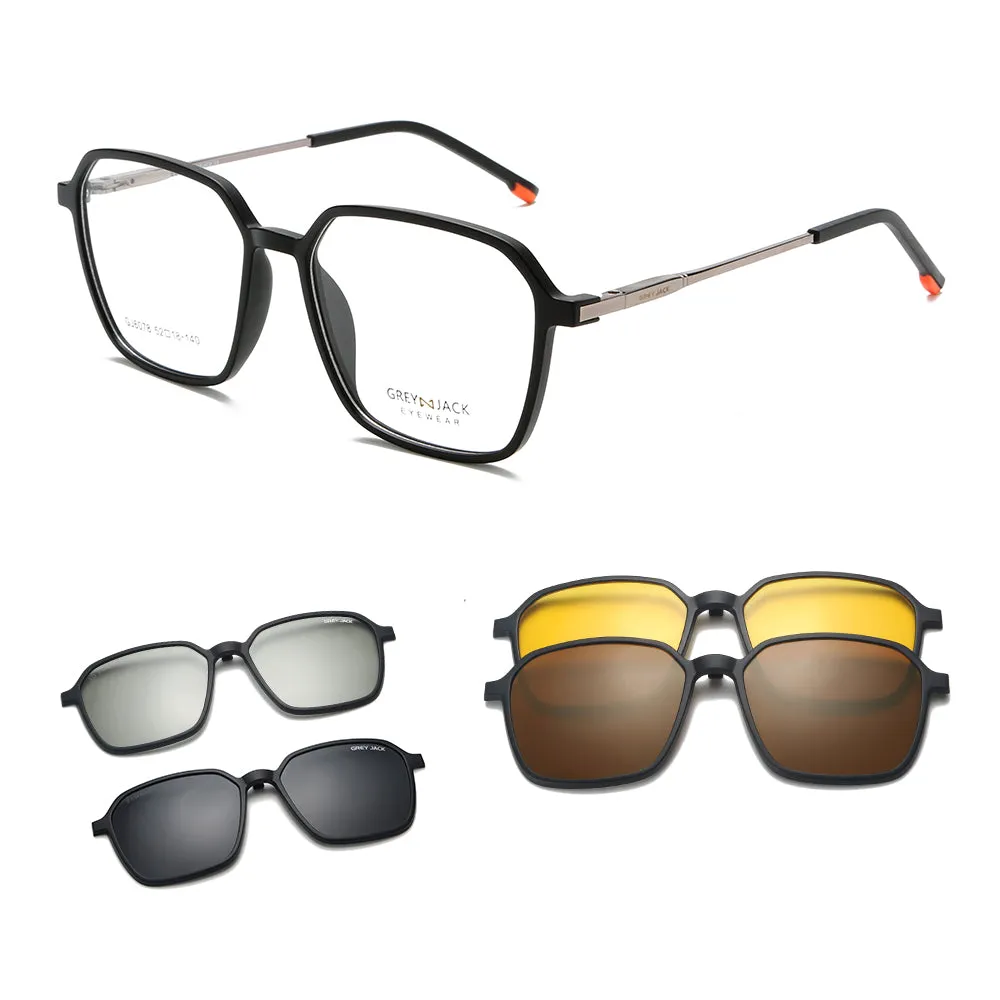 4pcs Clip On Glasses with 3D Lens TR90 Spectacle Frame 6078