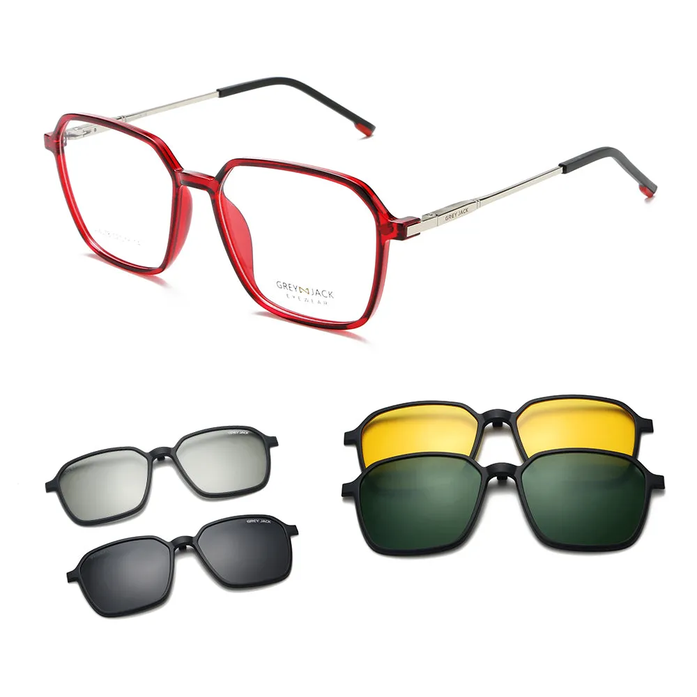 4pcs Clip On Glasses with 3D Lens TR90 Spectacle Frame 6078