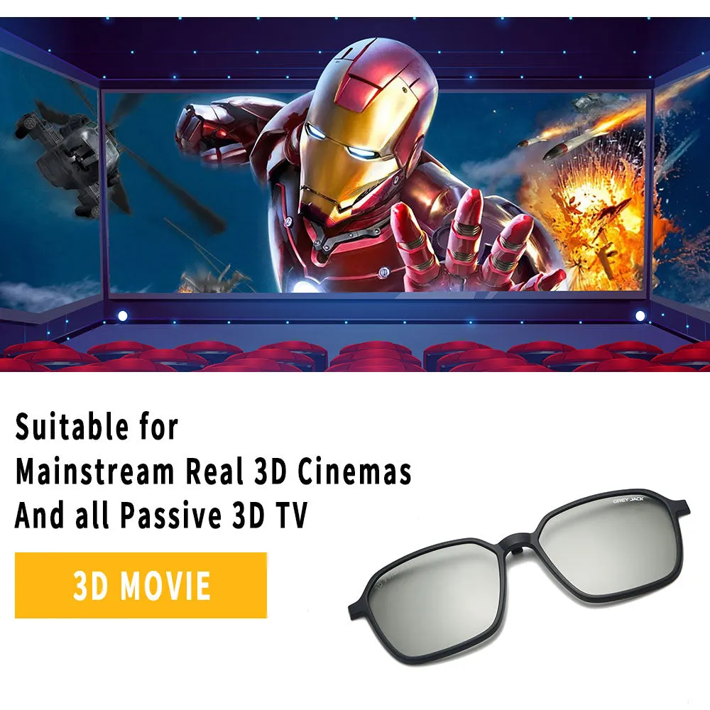 4pcs Clip On Glasses with 3D Lens TR90 Spectacle Frame 6078