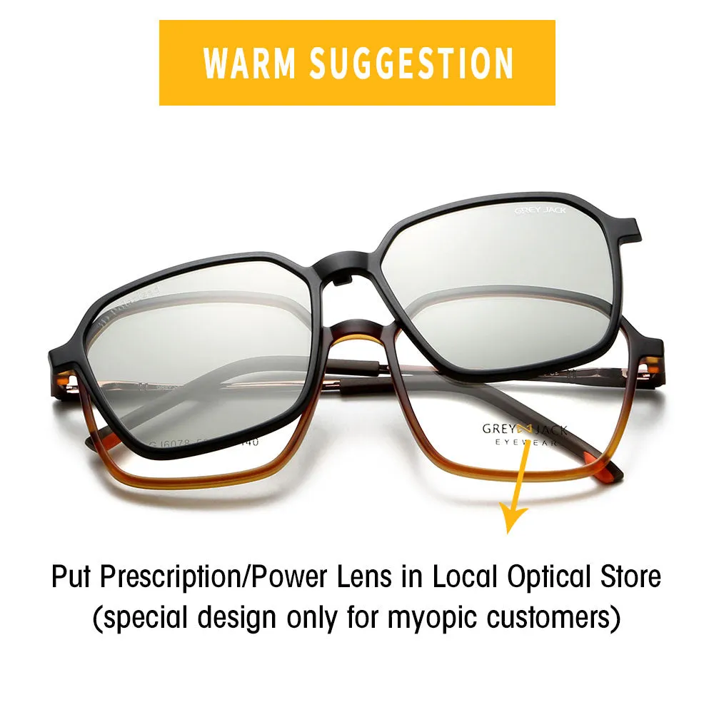 4pcs Clip On Glasses with 3D Lens TR90 Spectacle Frame 6078