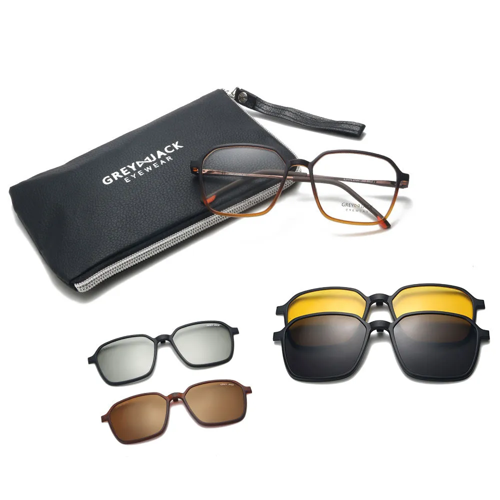 4pcs Clip On Glasses with 3D Lens TR90 Spectacle Frame 6078