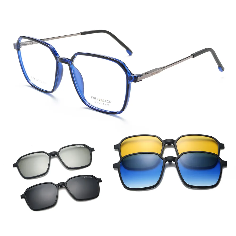 4pcs Clip On Glasses with 3D Lens TR90 Spectacle Frame 6078
