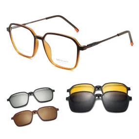 4pcs Clip On Glasses with 3D Lens TR90 Spectacle Frame 6078