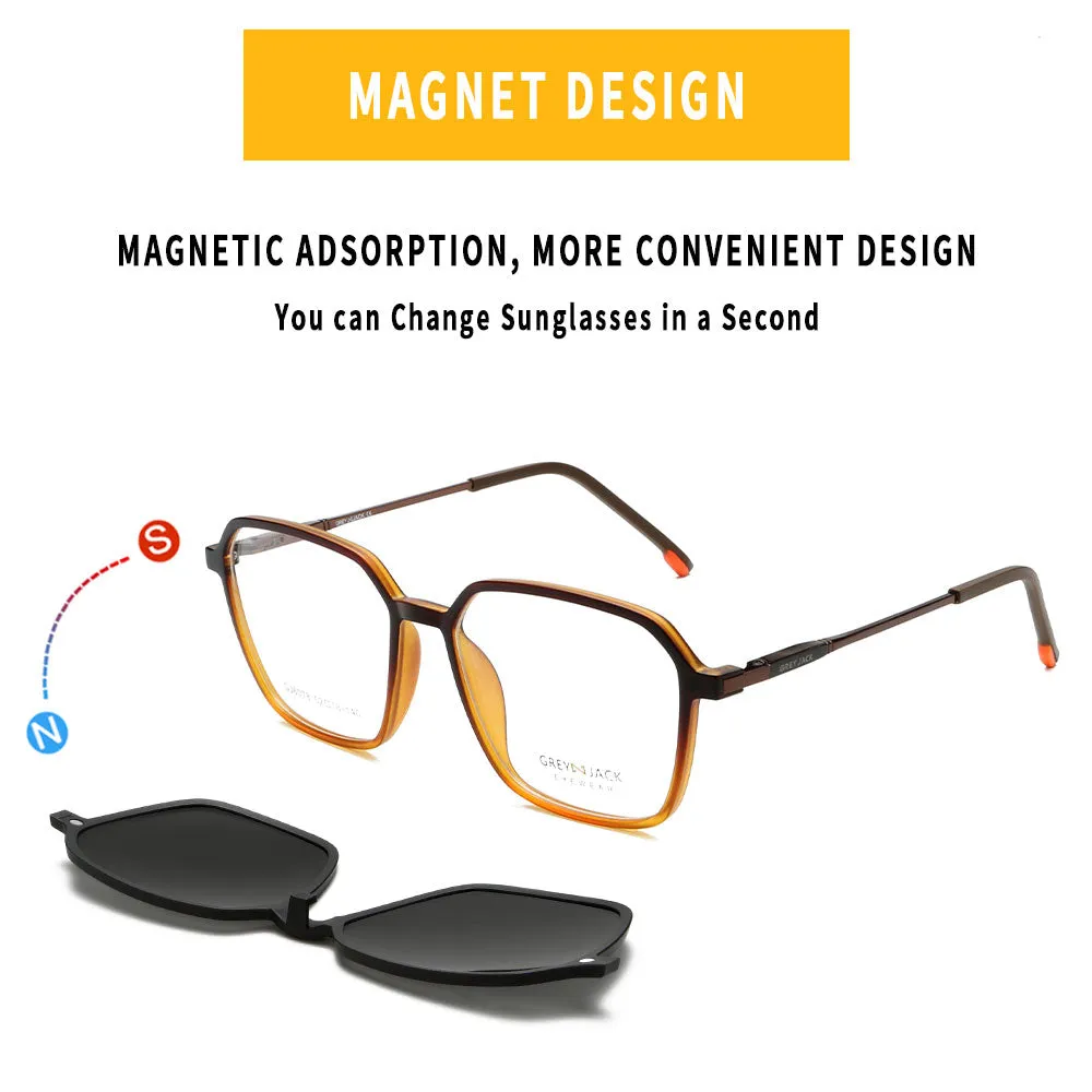 4pcs Clip On Glasses with 3D Lens TR90 Spectacle Frame 6078