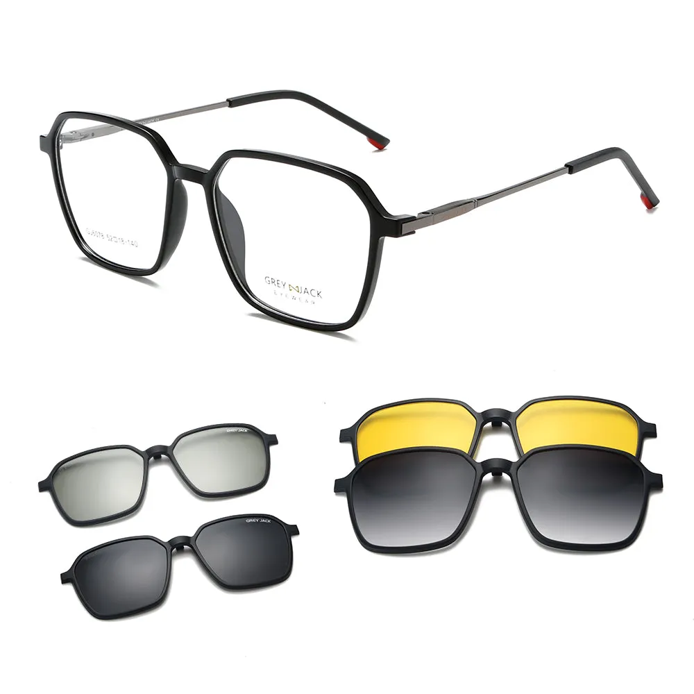 4pcs Clip On Glasses with 3D Lens TR90 Spectacle Frame 6078