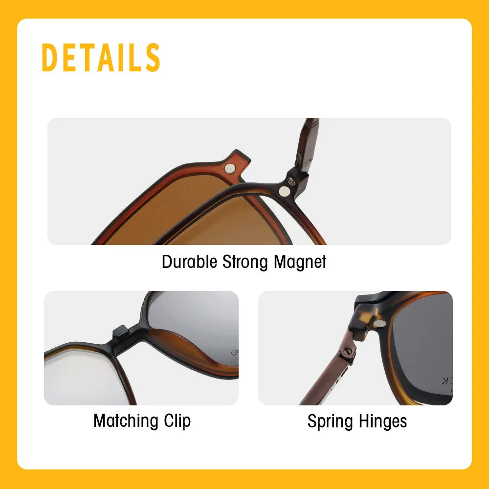 4pcs Clip On Glasses with 3D Lens TR90 Spectacle Frame 6078