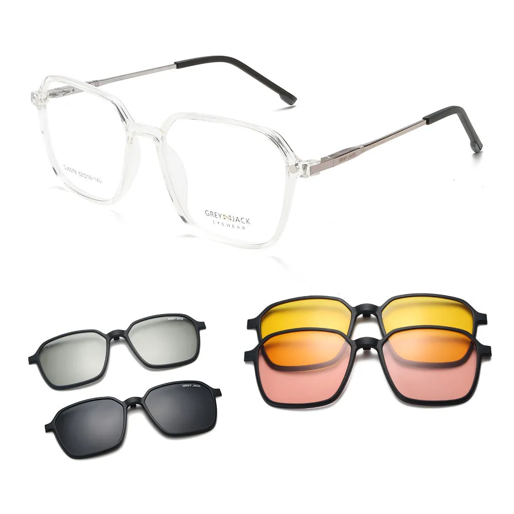 4pcs Clip On Glasses with 3D Lens TR90 Spectacle Frame 6078