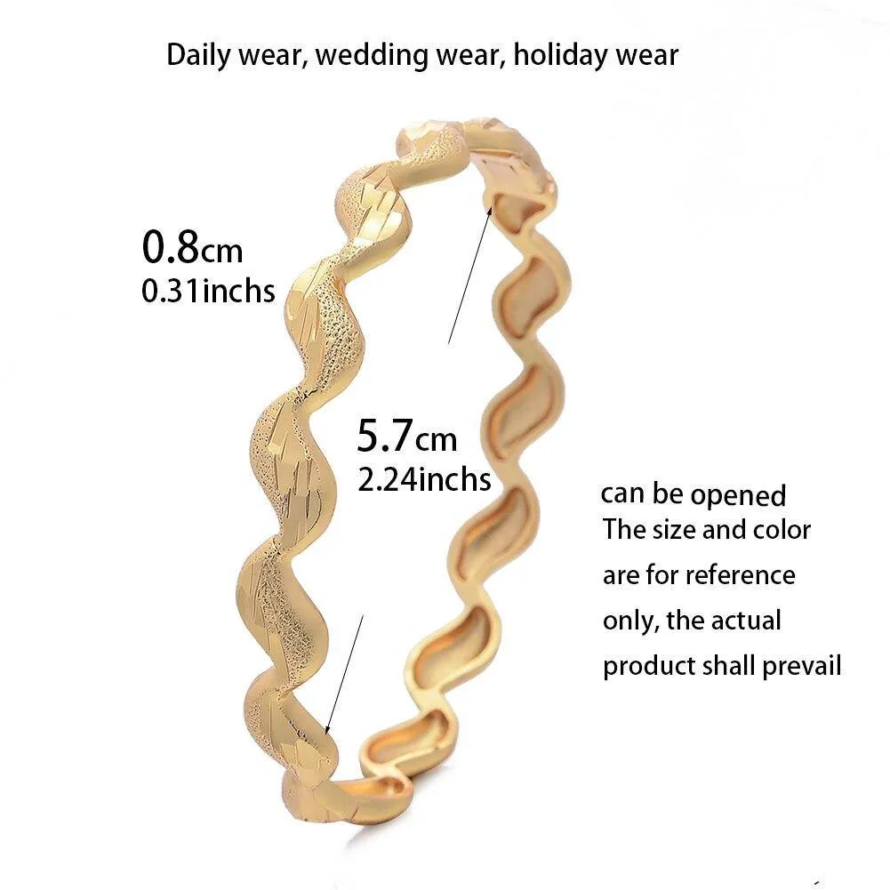 4pcs/lot Bracelet Indian Wave Gold color Bangle Dubai Bangles For