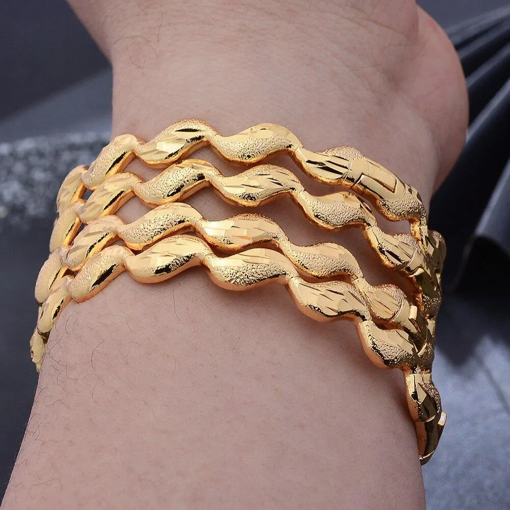4pcs/lot Bracelet Indian Wave Gold color Bangle Dubai Bangles For