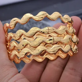 4pcs/lot Bracelet Indian Wave Gold color Bangle Dubai Bangles For