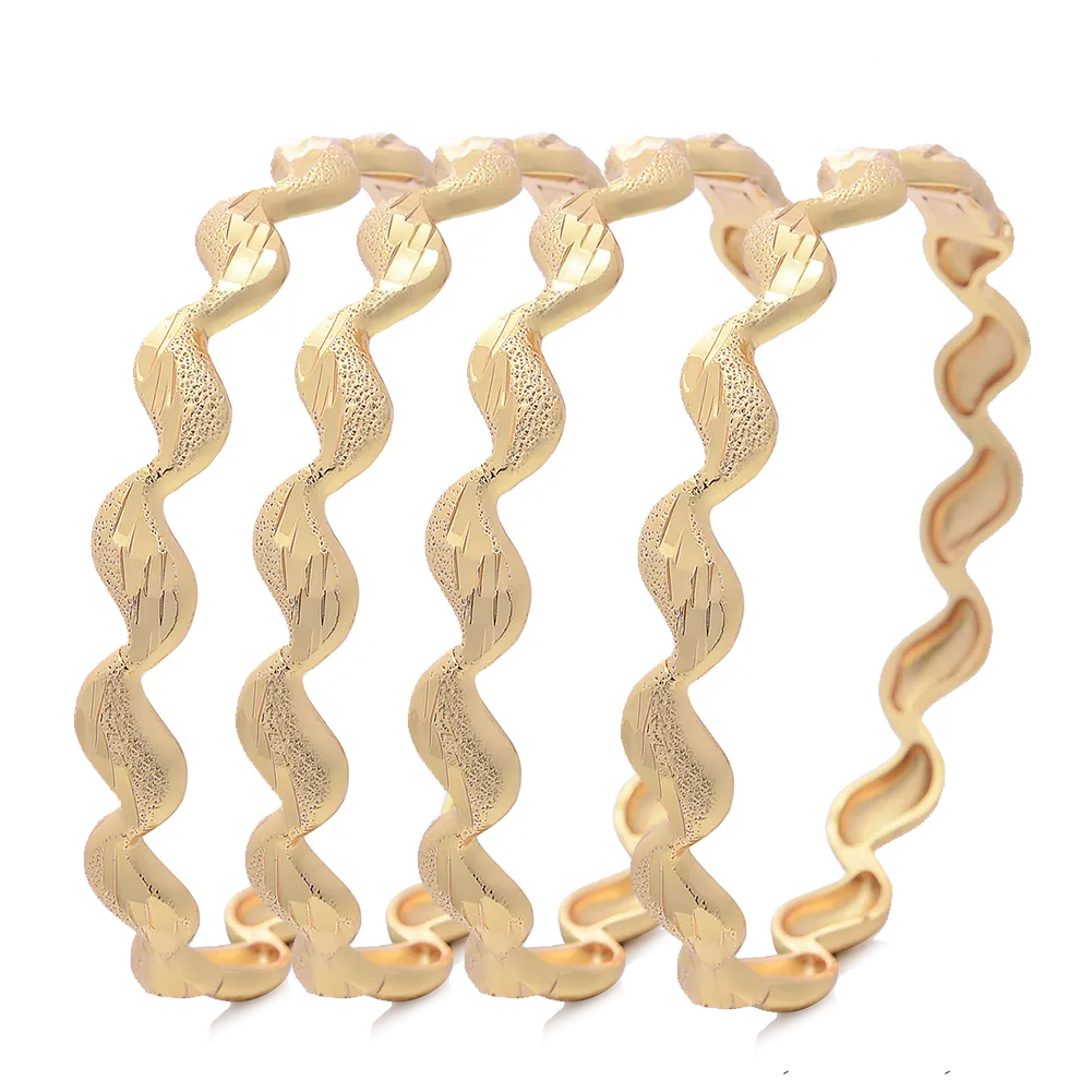 4pcs/lot Bracelet Indian Wave Gold color Bangle Dubai Bangles For
