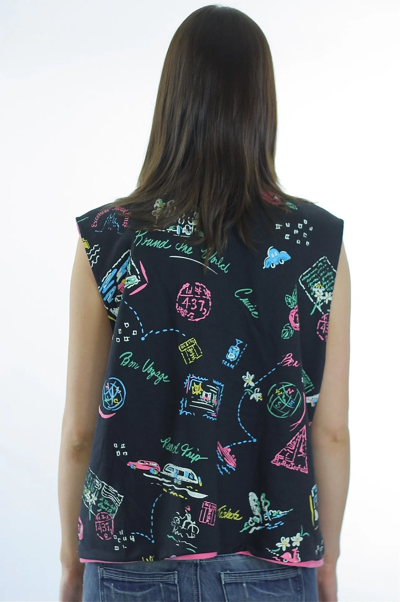 80s Boho Reversible Abstract Travel design vest top