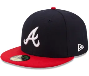 Atlanta Braves Fitted New Era 59Fifty On Field Navy Red Hat Cap