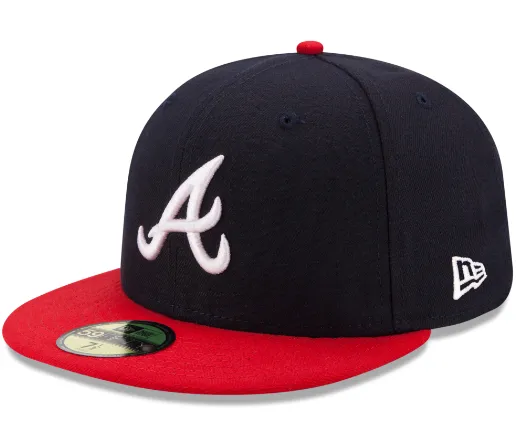 Atlanta Braves Fitted New Era 59Fifty On Field Navy Red Hat Cap