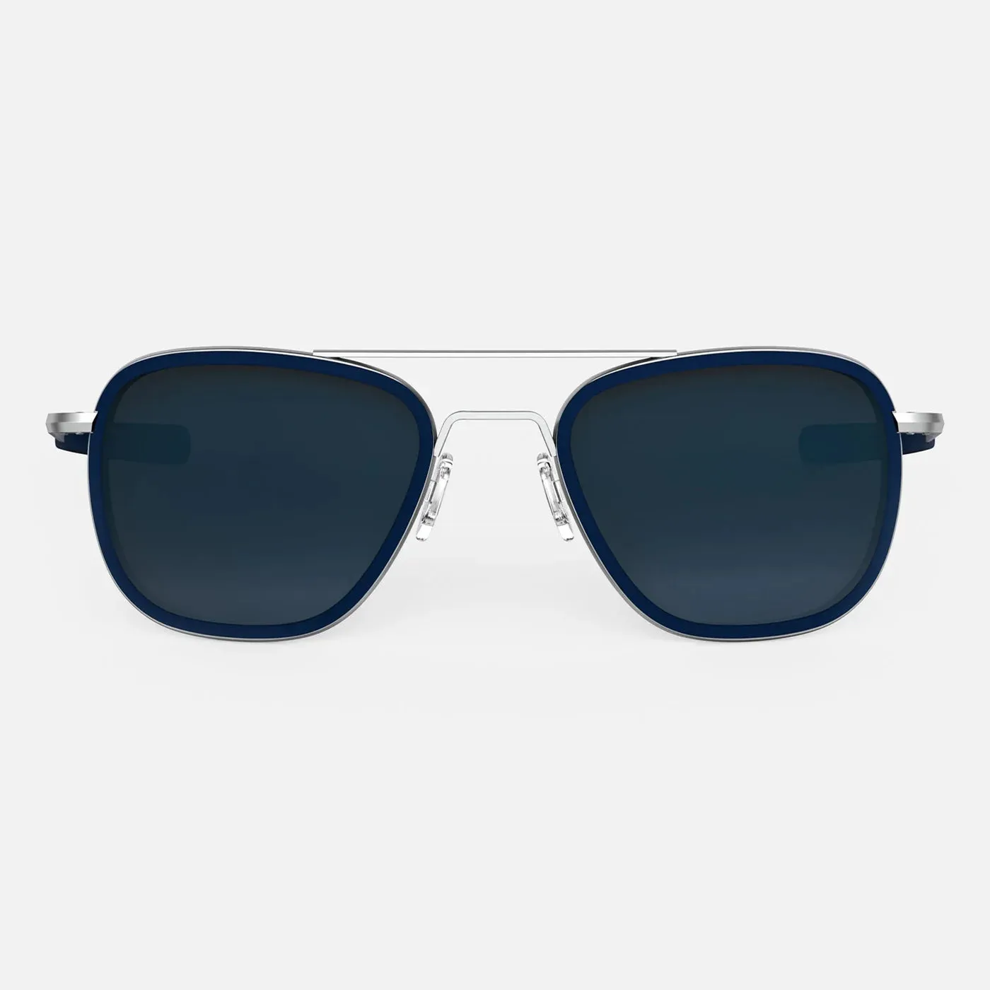 Aviator Fusion - Matte Chrome & Blue Sapphire Inlay & Slate Polarized Gradient Nylon Lens