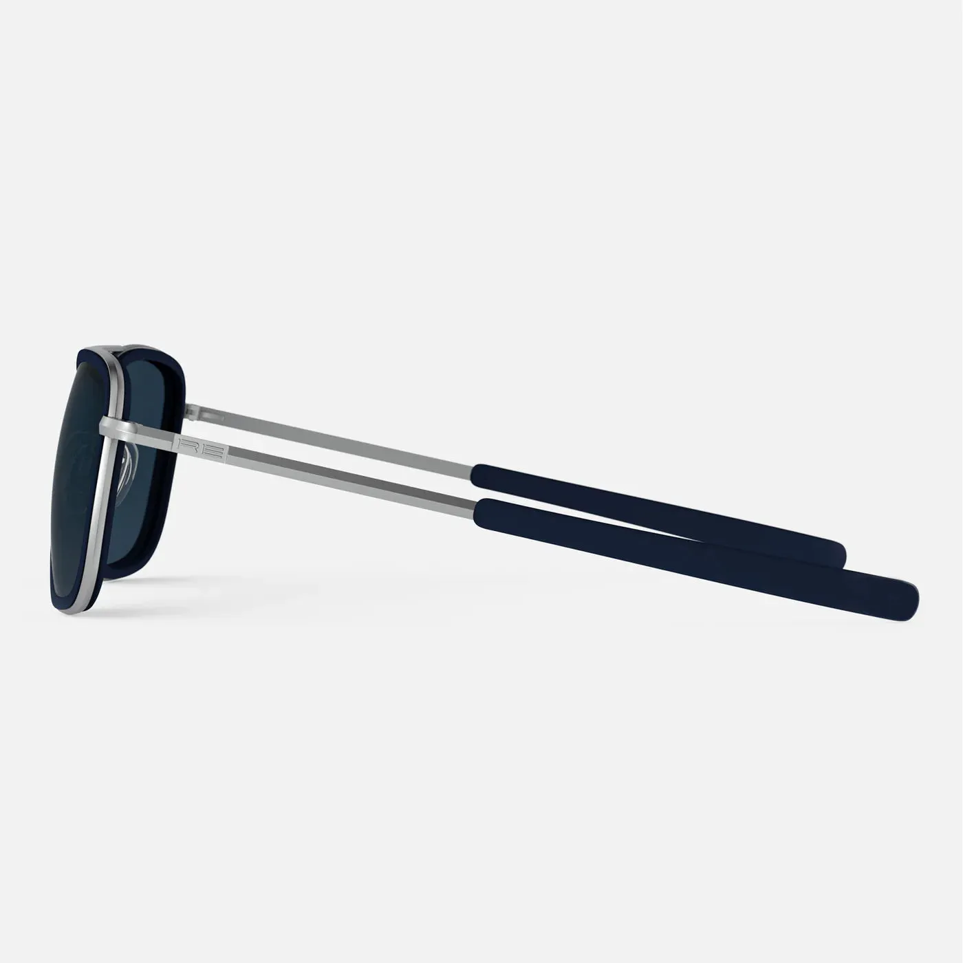 Aviator Fusion - Matte Chrome & Blue Sapphire Inlay & Slate Polarized Gradient Nylon Lens