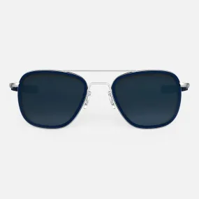 Aviator Fusion - Matte Chrome & Blue Sapphire Inlay & Slate Polarized Gradient Nylon Lens