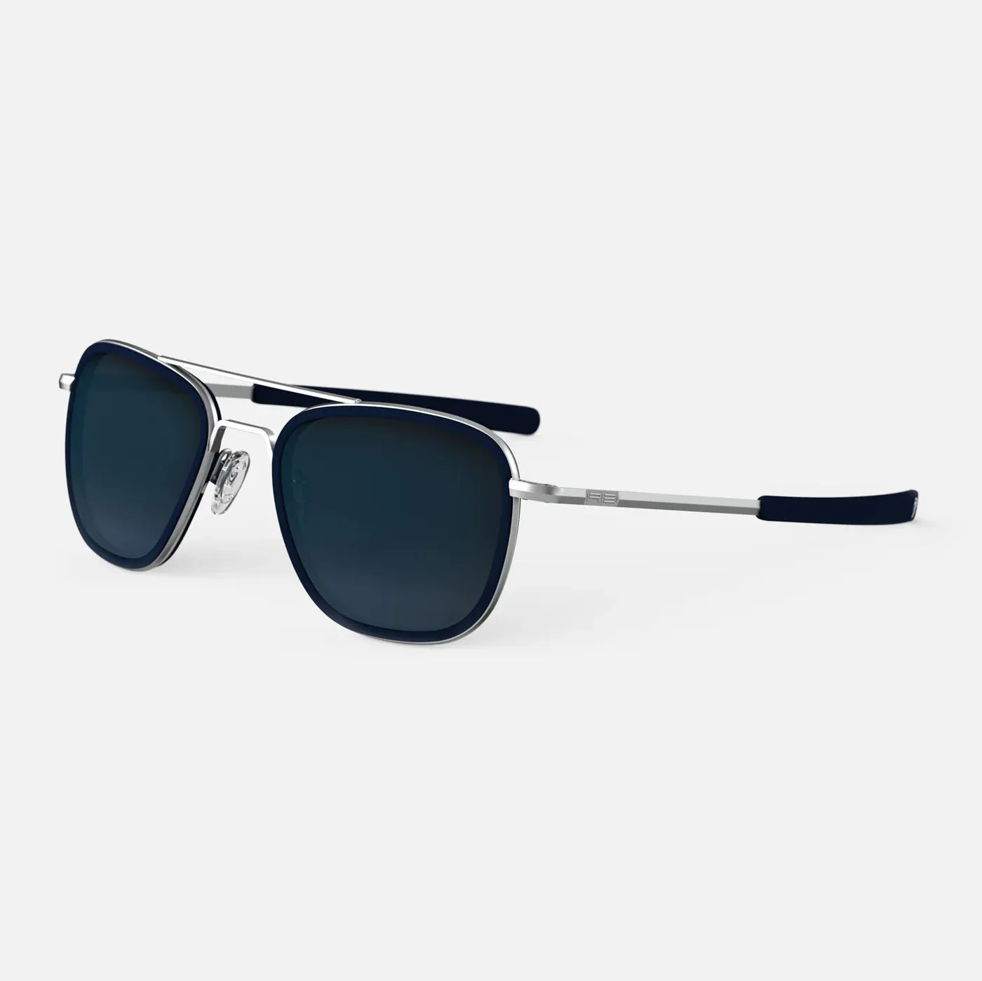 Aviator Fusion - Matte Chrome & Blue Sapphire Inlay & Slate Polarized Gradient Nylon Lens