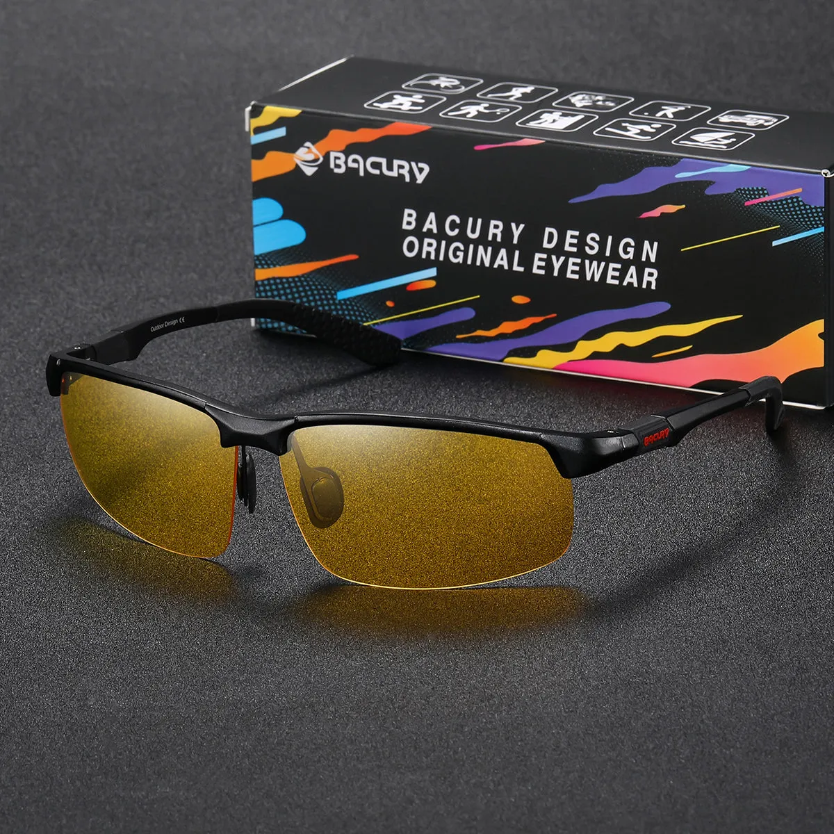 BARCUR Men Sunglasses Polarized Driving Riding Sports glasses BY6176