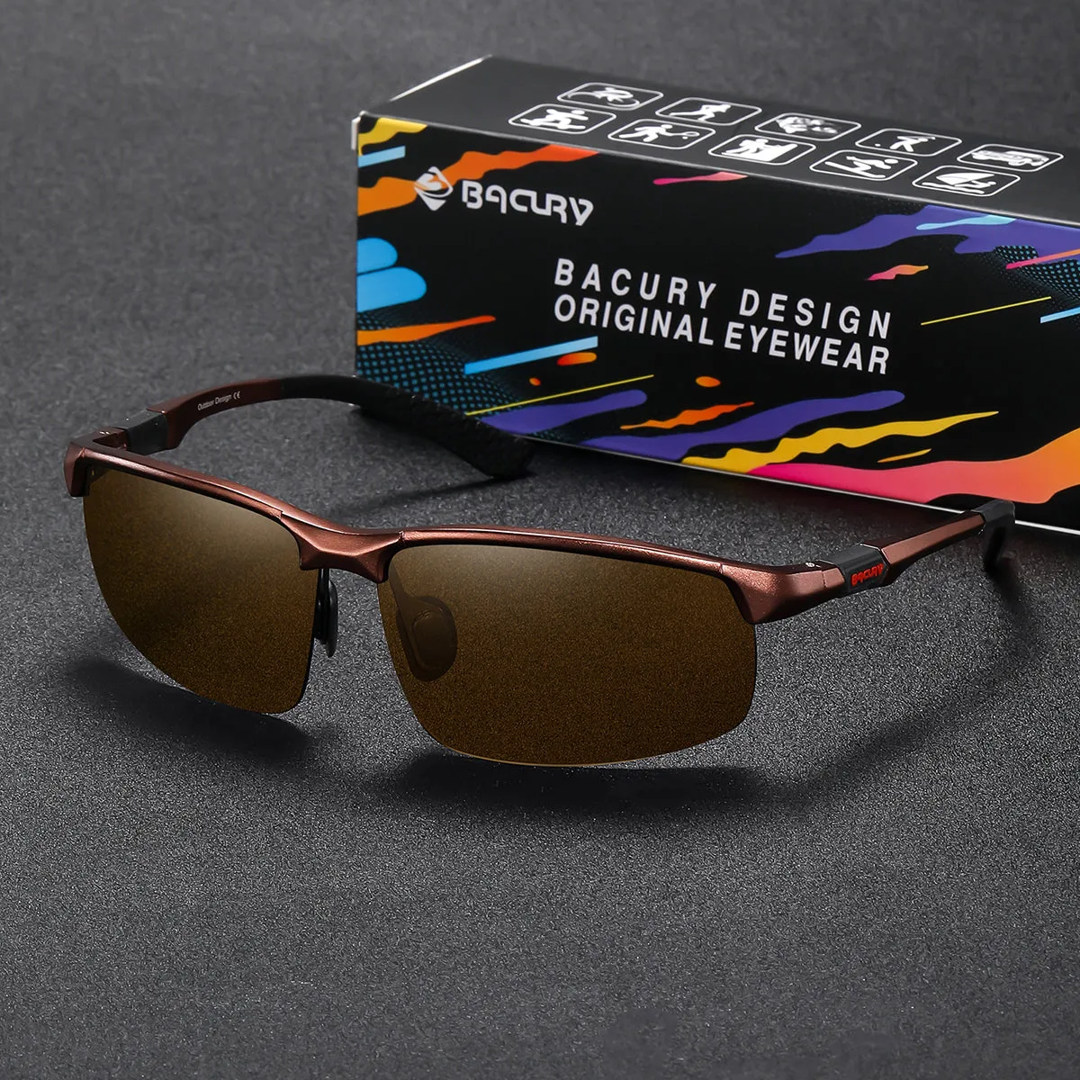 BARCUR Men Sunglasses Polarized Driving Riding Sports glasses BY6176