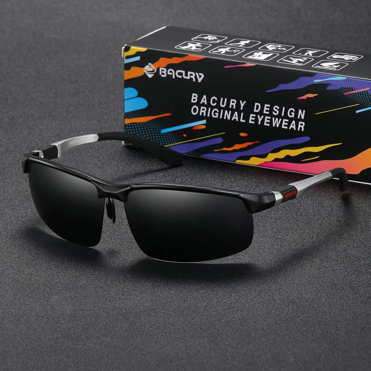 BARCUR Men Sunglasses Polarized Driving Riding Sports glasses BY6176